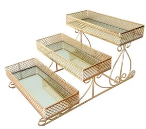 Glamorous Three Tier Stepped Gold Trays with mirrors