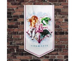 Harry Potter Hogwarts Houses Watercolour Satin Banner