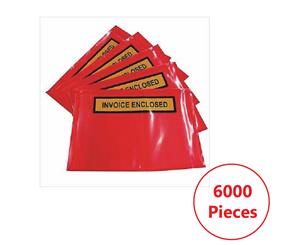 Invoice Enclosed Pouch - 115 X150MM Red Clear Document Sticker Envelope - 6000