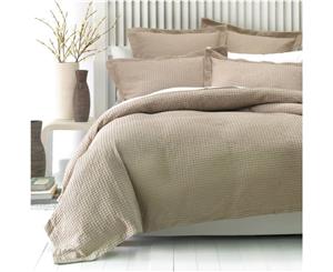 Linen House Deluxe Waffle Tan Single Quilt Cover Set