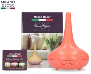 Milano Dcor Ultrasonic Aroma Diffuser w/ 3 x Essential Oils - Coral