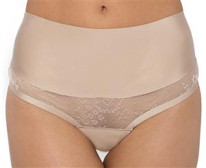 Nancy Ganz Women's Sweeping Curves Lace G-String - Taupe
