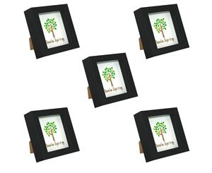 Nicola Spring Box Picture Glass Photo Frame Standing & Hanging - Black - for 4x4" (10x10cm) Photos - Pack of 5