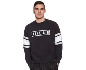 Nike Men's Nike Air Fleece Crew - Black/White/Heather Grey