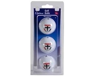 Official AFL St Kilda Saints Pack Of 3 Golf Balls White