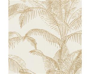 Rasch Pandore Palm Leaves Wallpaper White/Gold (406818)