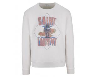 Saint Laurent Men's Robot Print Sweatshirt - White