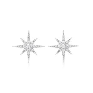 Silver CZ Magical Star Stud Earrings