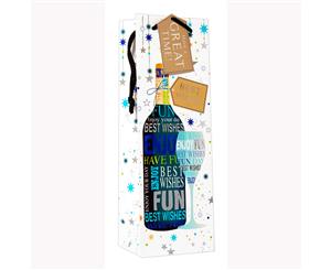 Simon Elvin Standard Contemporary Bottle Gift Bags. (Pack Of 6) (White/Blue) - SG15134