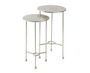 Soc Home 2Pc Ellison Metal Multifunctional Side Table Set Silver - Furniture