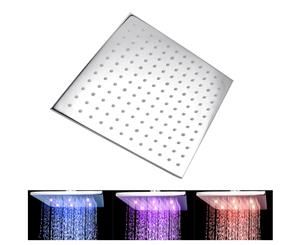 Square Chrome LED Rainfall Shower Head 250mm