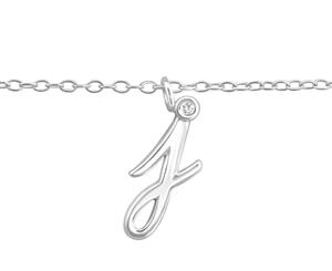 Sterling Silver Cubic Zirconia &quotJ" Silver Anklet