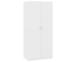 Wardrobe White Chipboard Garment Cupboard Home Closet Storage Organiser