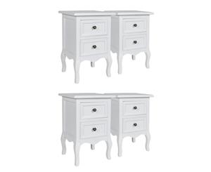 4x Nightstands with 2 Drawers MDF White Bedroom Beside Cabinet Chest