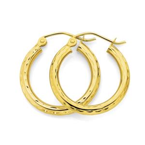 9ct Gold Diamond-Cut Hoop Earrings