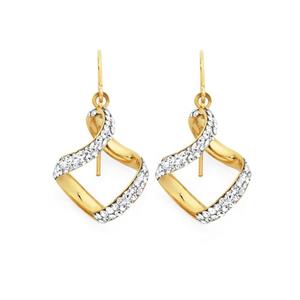9ct Gold on Silver Crystal Twirl Drop Earrings
