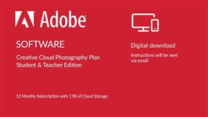 Adobe Creative Cloud Photography Plan Student & Teacher Edition with 1TB of Cloud Storage Digital Download - 12 Months Subscription