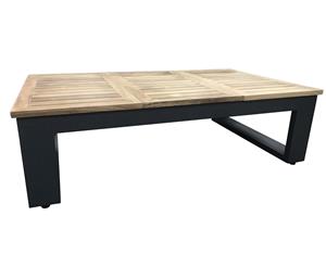 Balmoral Outdoor Teak Top Aluminium Coffee Table With Fold Out Sides - Outdoor Aluminium Tables - Charcoal Aluminium