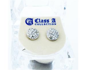 Bling Iced Out Earrings - ROUND DOME 10mm - Silver