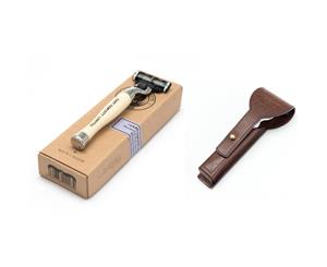 Capt Fawcett'S Handcrafted Safety Razor Mach 3 With Leather Case
