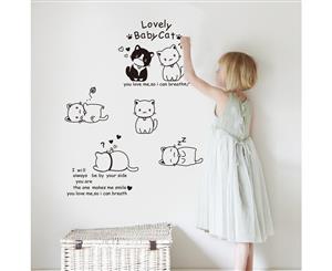 Cartoon Cat Wall Decoration Removable Wallpaper (Size 120cm x 100cm)