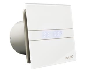 Cata Bathroom Glass Extractor Fan 150mm White Humidistat Temperature Display
