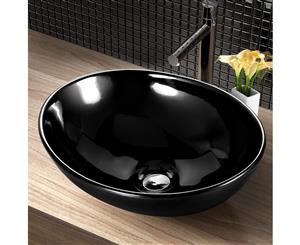 Cefito Bathroom Basin Sink Ceramic Vanity Above Counter Bowl Basins Black Oval