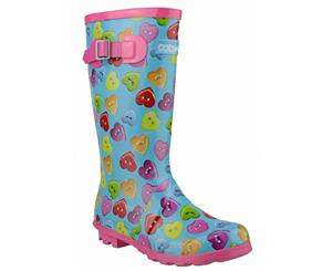 Cotswold Childrens Button Heart Wellies / Girls Boots (Multi) - FS2351