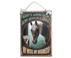 Country Printed Quality Wooden Sign My Mess My Business Horse Hanging Plaque New