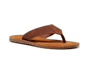 Hush Puppies Yak Leather Slip-On Thongs Slippers - Red Brown