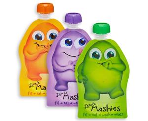 Little Mashies Reuseable Food Pouches 10 Pack mixed colours