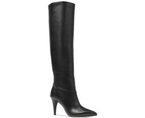 Michael Kors Womens Rosalyn Leather Peep Toe Knee High Fashion Boots