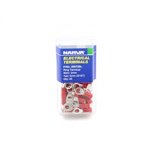 Narva 2.5-3mm Red Electrical Terminal Ring - 25 Pack