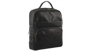 Pierre Cardin Small Computer Leather Backpack - Black