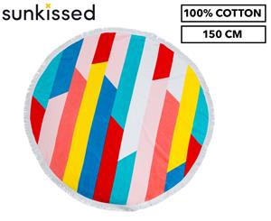 Round Broken Stripes 150cm Premium 100% Cotton Beach Towel - Multi