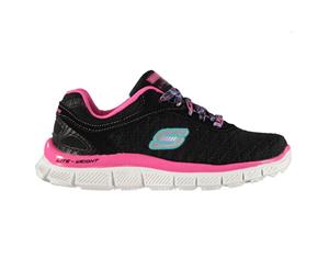Skechers Kids Girls Appeal EC Child Trainers Casual Shoes Lace Up Everyday - Black/Hot Pink