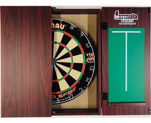 WINMAU PRO SFB Bristle Dart Board Set - Mahogany Cabinet - 6 x Darts