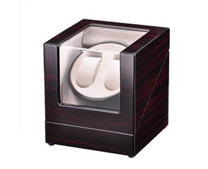 Yescom Automatic Dual Watch Winder Display Box Polish Wooden Storage Case Organizer
