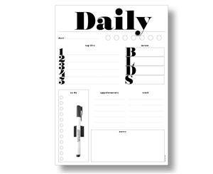 &quotDaily" Magnetic Whiteboard -Black & White