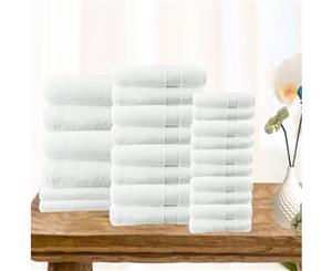 24 Piece Ultra-light Cotton Bath Towel Set in White