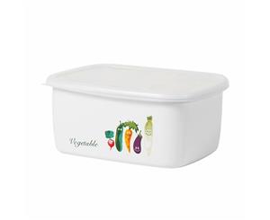 3.2L Enamel Food Container Bread Storage Box with Plastic Lid-White