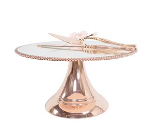 35cm (14 inch) Rose Gold Plated Mirror top with Rope Design Flat top Alyssa collection