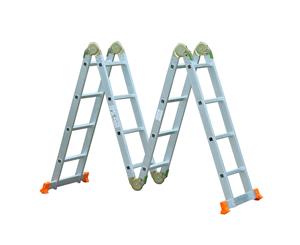 4.75m Folding Ladder Telescopic Lock Hinge Multi purpose Adjustable Flat Extension Aluminium