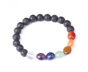 7 Chakra Tumbled Stone (8 mm) and Lava Healing Stone Diffuser Bracelet - LIMITED EDITION - Valentine's Day Gft