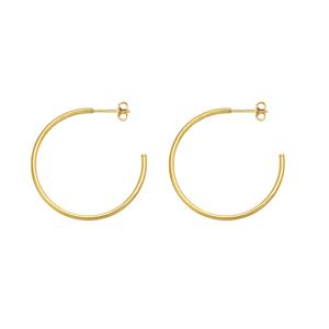 9ct Gold 1.5x30mm Open Hoop Stud Earrings