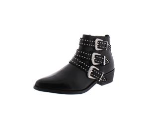 Aqua Womens BLANE Leather Studded Ankle Boots