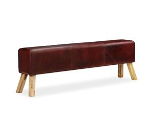 Bench Genuine Leather Brown 160x28x50cm Vintage Entryway Seat Stool