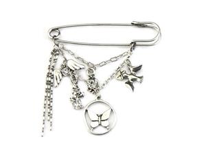 Butterfly and Birds Charm Brooch Silver