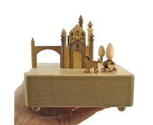 Castle and Carriage Moving Wooden Musical Box