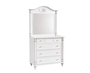 Cilek Romantic 4-drawer White Wood Dresser with Mirror